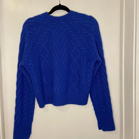 Rag & Bone Blue 100% Cashmere Pierce Cable Knit Sweater Size Medium Fisherman - Picture 3 of 8